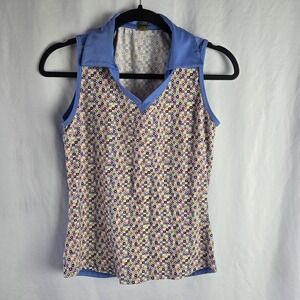 Swing Womens Golf Shirt Small Sleeveless Colorblock Geo Print Tennis Pickleball